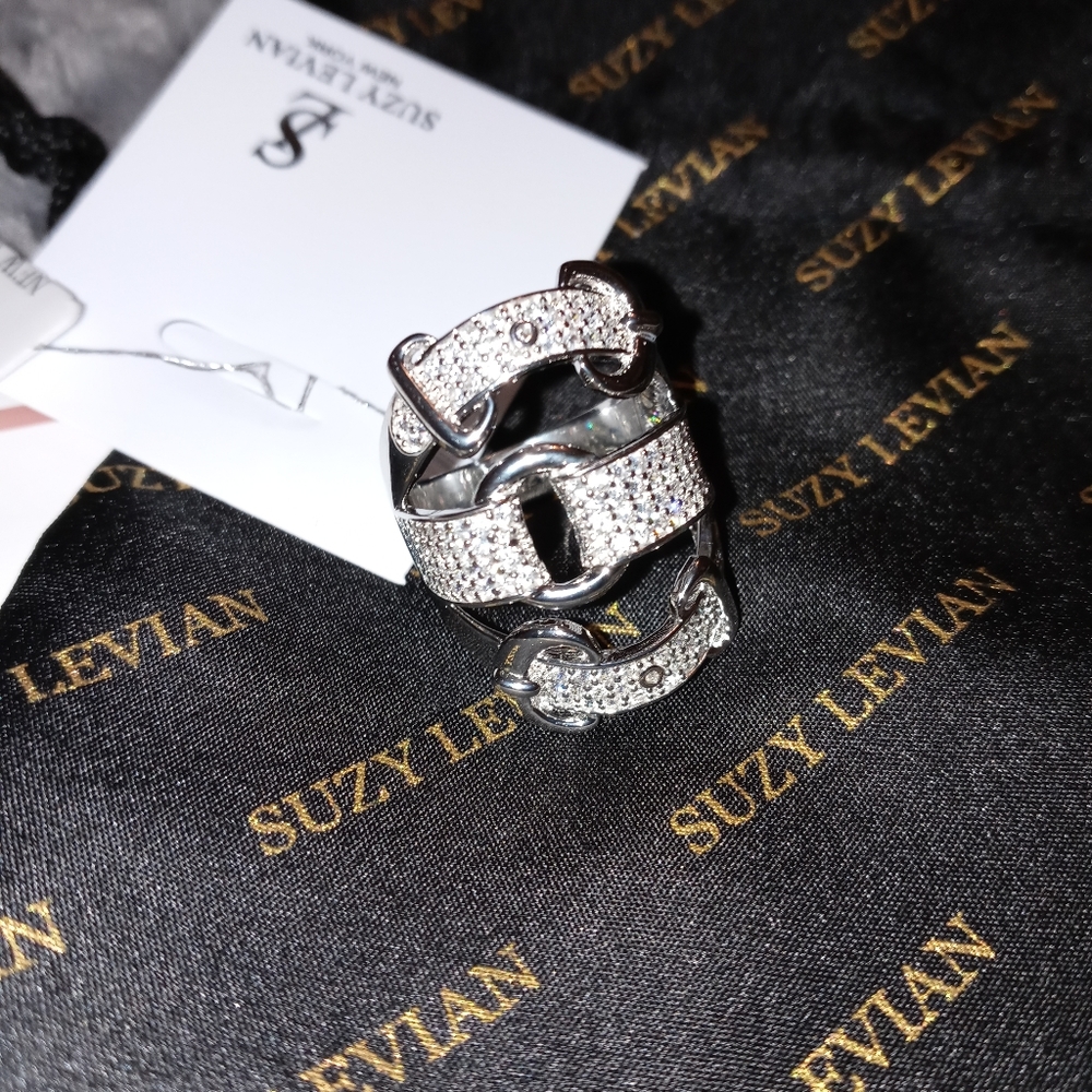Sterling Silver CZ Triple Buckle Ring Size 7 NWT - Picture 6 of 15